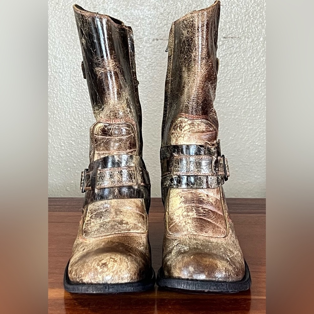 Five Worlds by Cordani Sonia Western Boots Distressed Leather Steampunk Boho - Picture 4 of 10